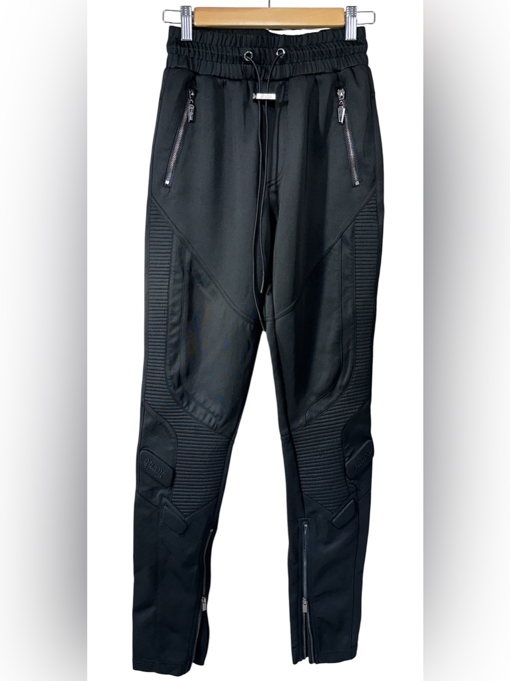 Guapi Pants Mens 28 Black Blood Diamond Moto Biker Jogger Zip Pockets Ankle Zips